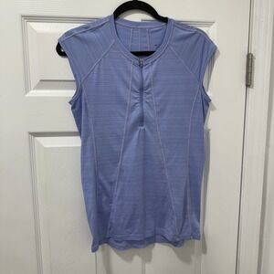 Athleta Periwinkle Blue Sleeveless Quarter‎ Zip Athletic Top M Blue Gym Workout